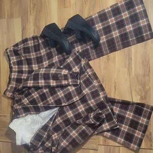 Vintage 70s Plaid Wool Pants and Shirt by Pendleton S-M